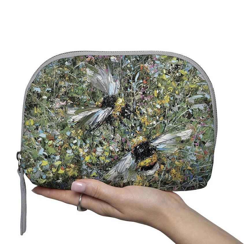 Изображение товара МАХАОН Косметичка женская большая кожаная, зеленый, желый