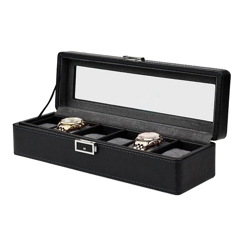 Изображение товара CLOX Шкатулка для часов и аксессуаров, 6 секций, W151BG, Черный