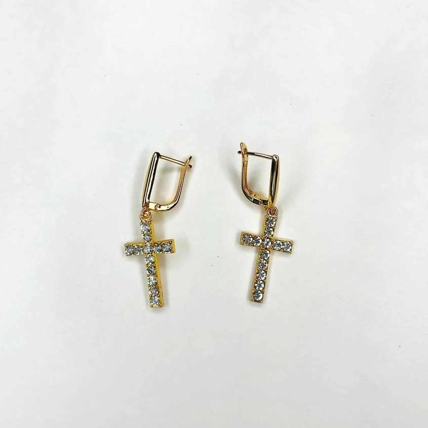 Изображение товара GILMEEVA Серьги кресты золотистые, 1 шт.