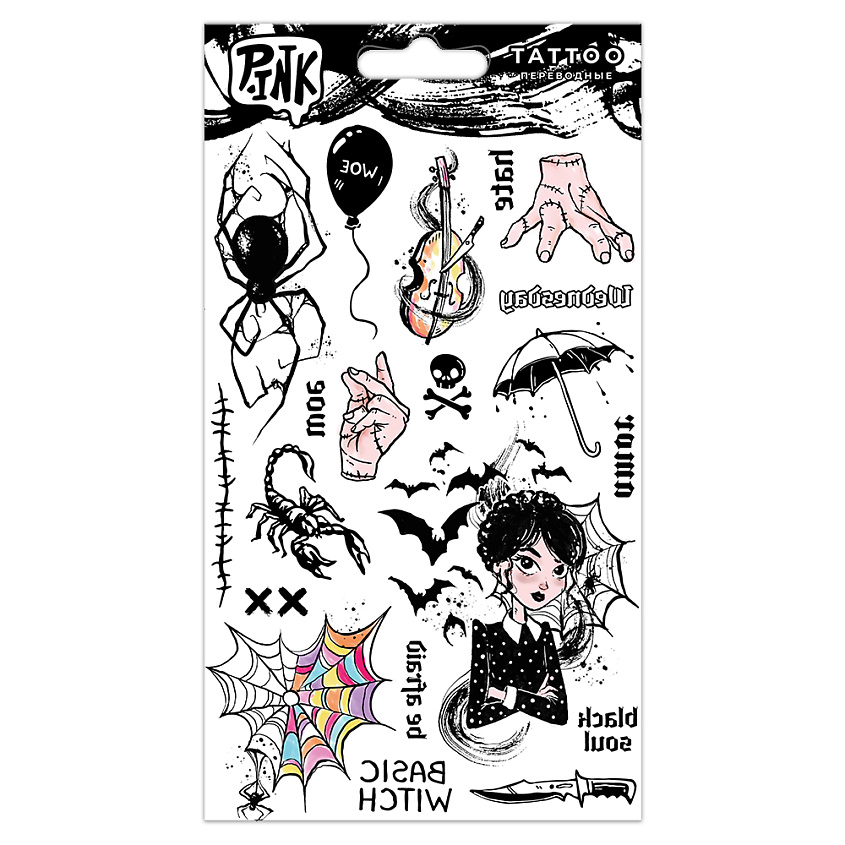 Изображение товара P.INK Наклейки-тату переводные Готика Уэнсдей, 1 шт.