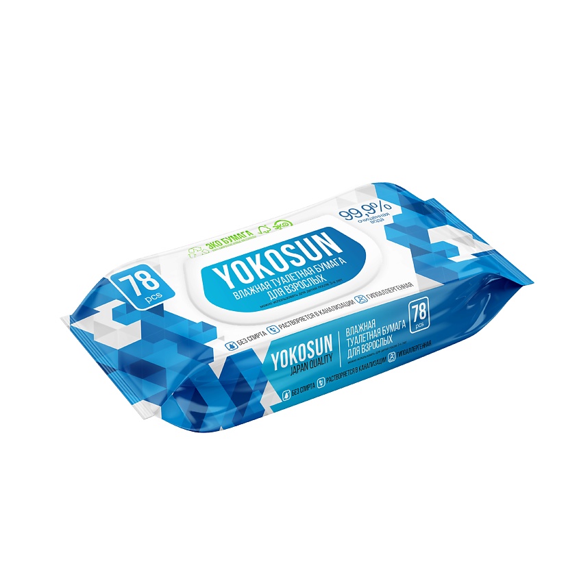 Изображение товара YOKOSUN Влажная туалетная бумага для взрослых, 78 шт.