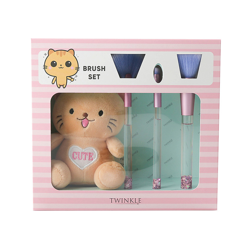 Изображение товара Подарочный набор игрушка Китти и 3 кисти для макияжа женский подарок