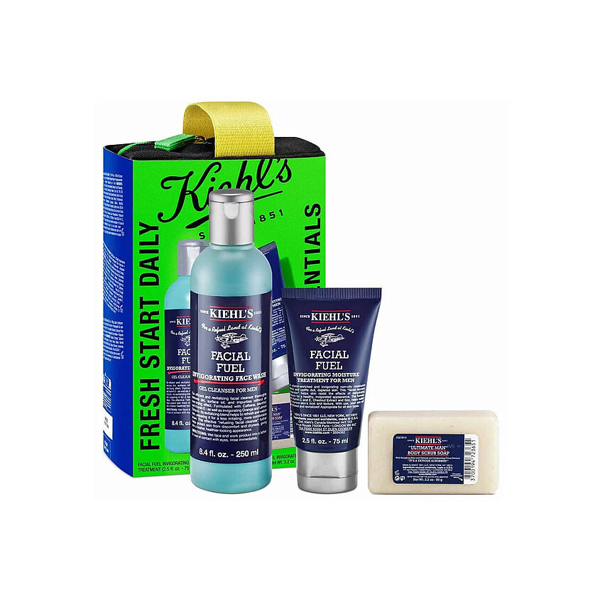Изображение товара KIEHL'S Мужской набор для ухода за лицом Fresh Start Men's Essentials, 250 мл + 75 мл + 90 г