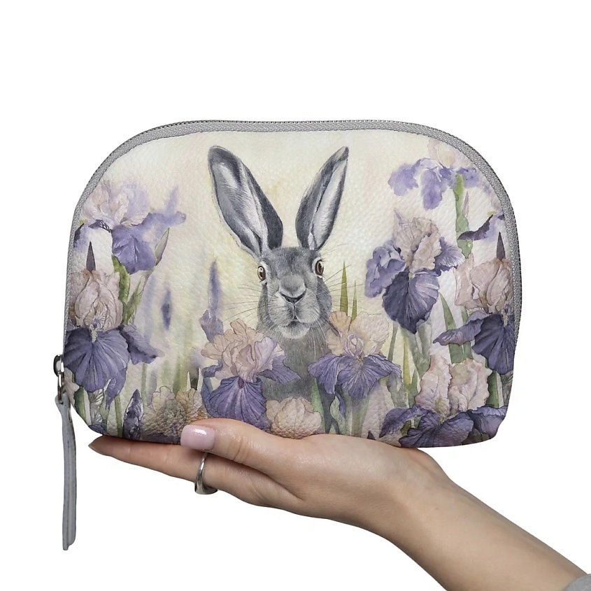 Изображение товара Большая кожаная косметичка для женщин МАКАОН молочный серый