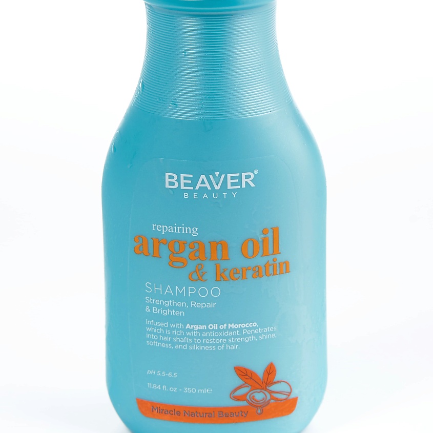 Изображение товара BEAVER Шампунь для поврежденных волос с Аргановым Маслом и Кератином, 350 мл