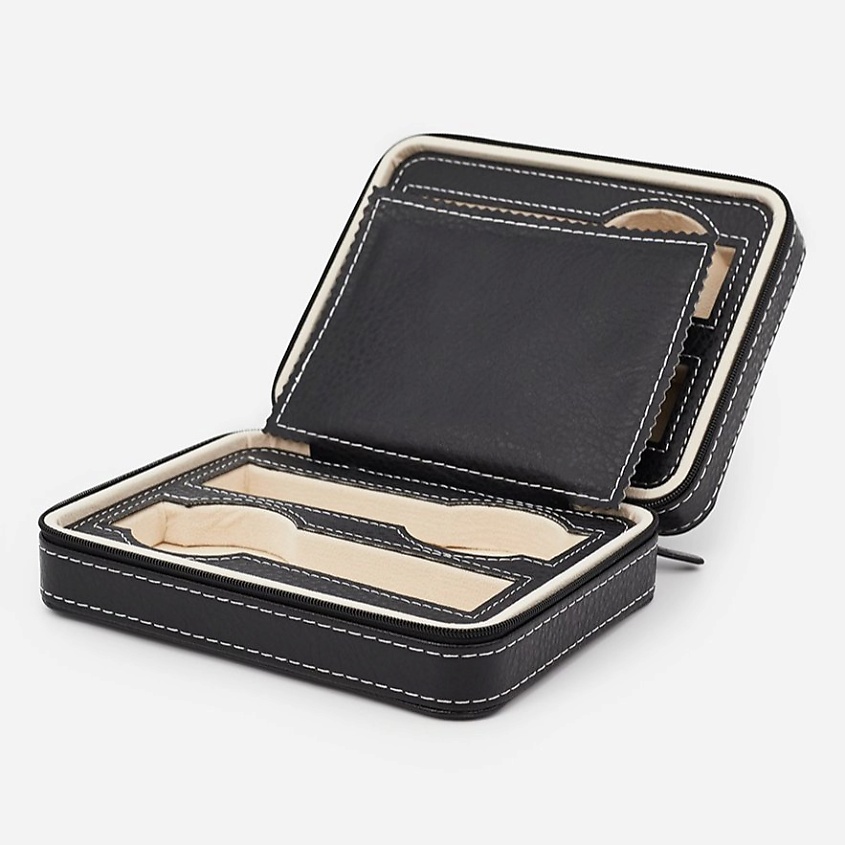 Изображение товара CLOX Транспортировочный бокс для 4 часов, экокожа, молния, W105-B, Черный