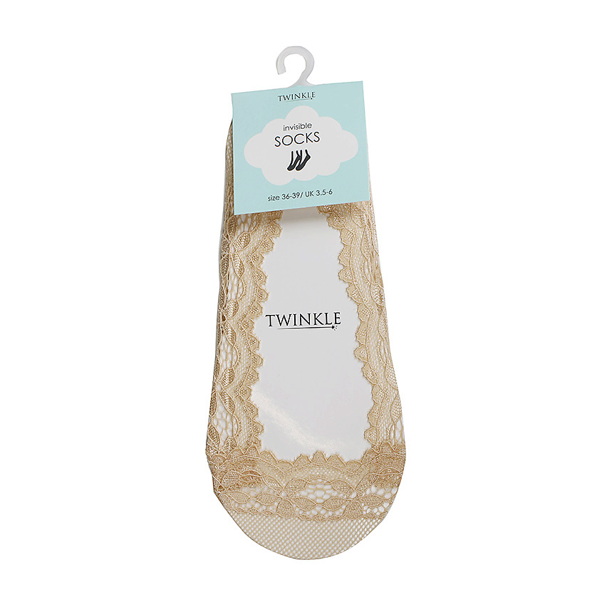 Изображение товара Кружевные следки TWINKLE бежевый размер 36-39 элегантные аксессуары