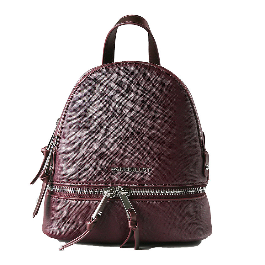 Изображение товара Женский кожаный рюкзак Wanderlust Saffiano small в цвете вина 19x9,5x19 см