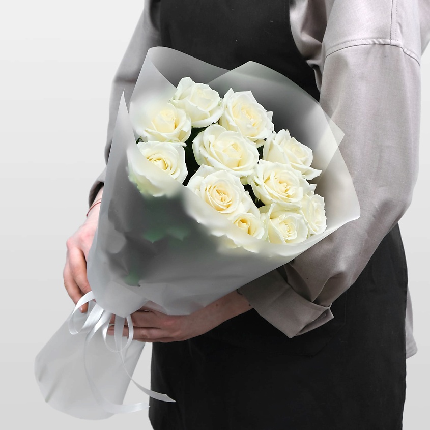 Изображение товара STUDIO FLORISTIC Букет белых Роз 60 см «Белоснежная Красота», 1 шт.