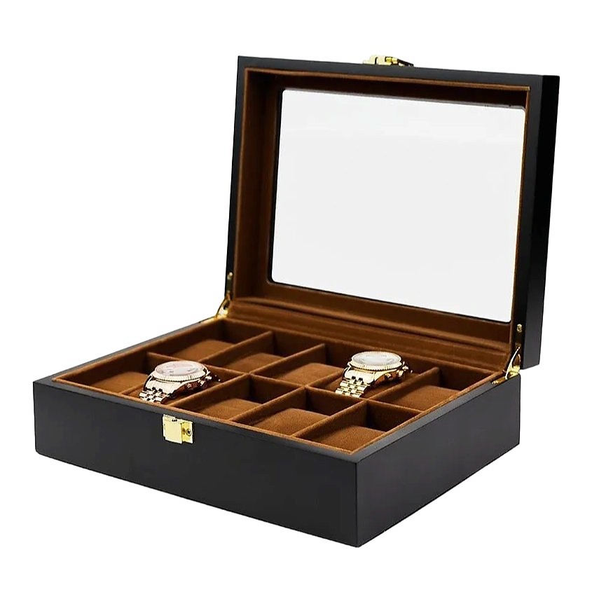 Изображение товара CLOX Шкатулка для хранения часов и украшений, 10 секций, W41-K, Черный