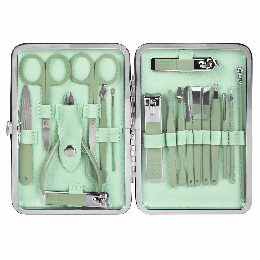 Изображение товара WBZ Универсальный набор для маникюра и педикюра 18 в 1 в футляре, STANDARD, Зеленый