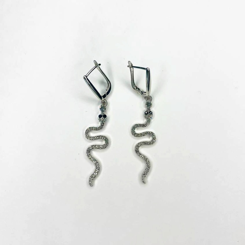 Изображение товара Серьги со змейкой из бижутерного сплава серебристые GILMEEVA