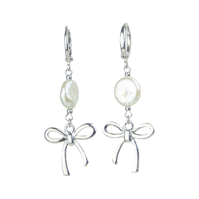 Изображение товара LANZEROTTI Серьги с жемчугом и бантом, цвет: Белый, размер: 5