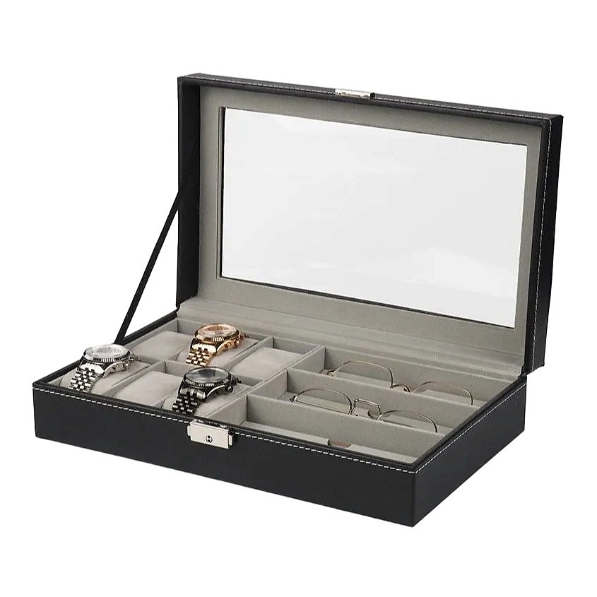 Изображение товара CLOX Шкатулка для часов и очков W75-B в черном цвете