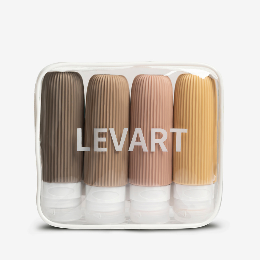 Изображение товара LEVART Набор дорожных флаконов для косметических средств в путешествие 4 шт., Пастельно-бежевые, 4 шт.