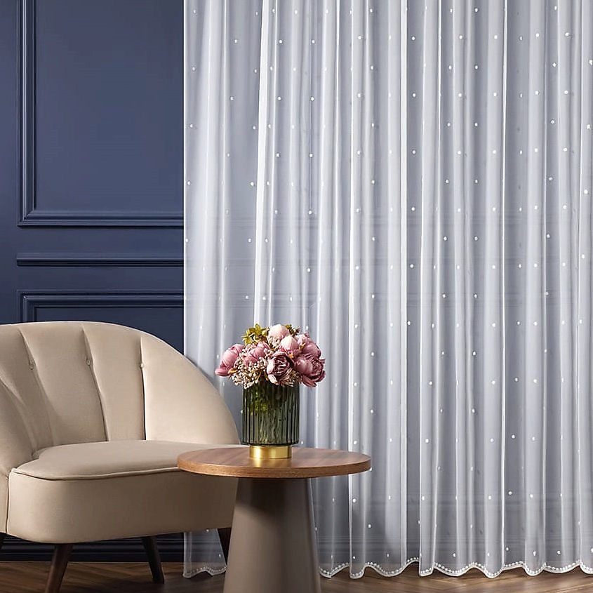 Изображение товара Тюль Arya Moza V1-BEYAZK Белый для интерьера 400x260 см