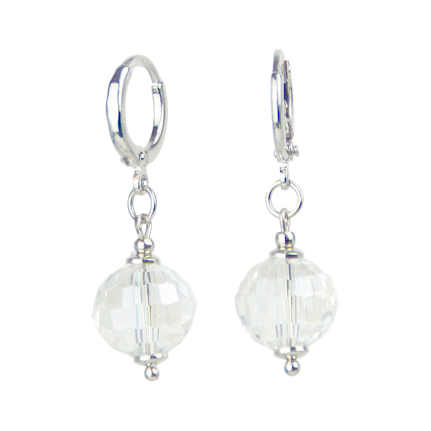 Изображение товара Ланцеротти Серьги из бижутерного сплава с натуральными камнями и жемчугом 3.8 прозрачные