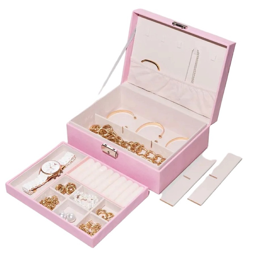 Изображение товара Шкатулка для хранения украшений CLOX JH9304-PK розовая из искусственной кожи