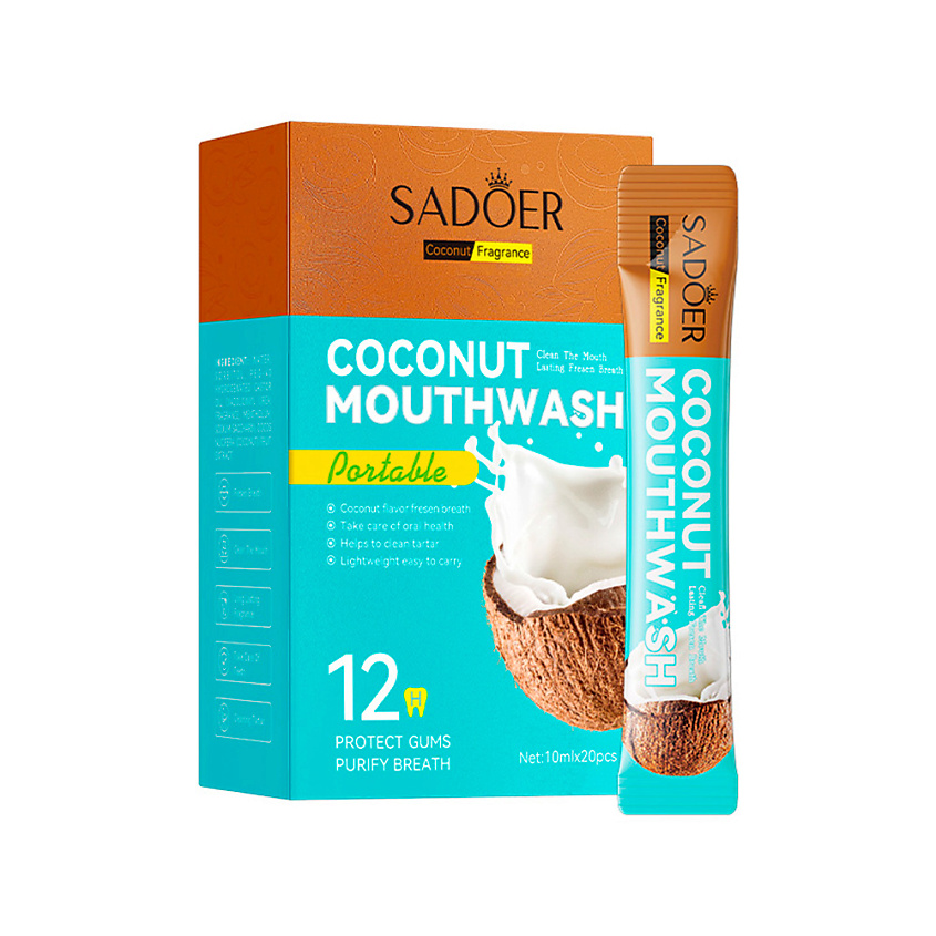 Изображение товара Освежающий ополаскиватель для полости рта со вкусом кокоса SADOER 1 шт