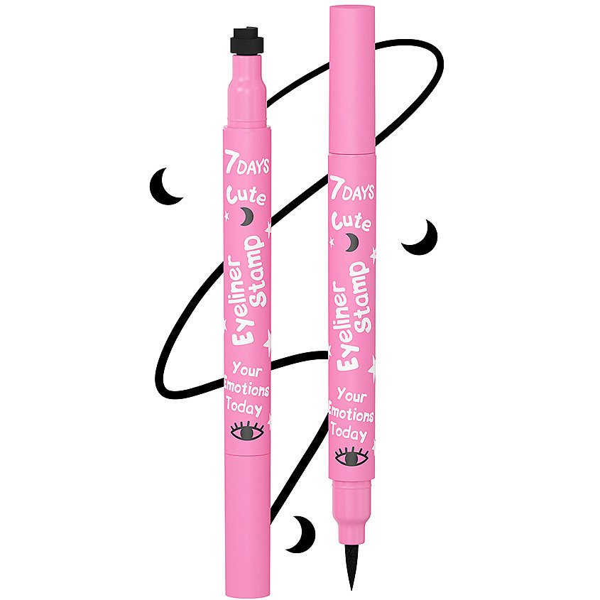Изображение товара Подводка для глаз 7DAYS CUTE black stamp, водостойкая, 2 мл с штампом луны