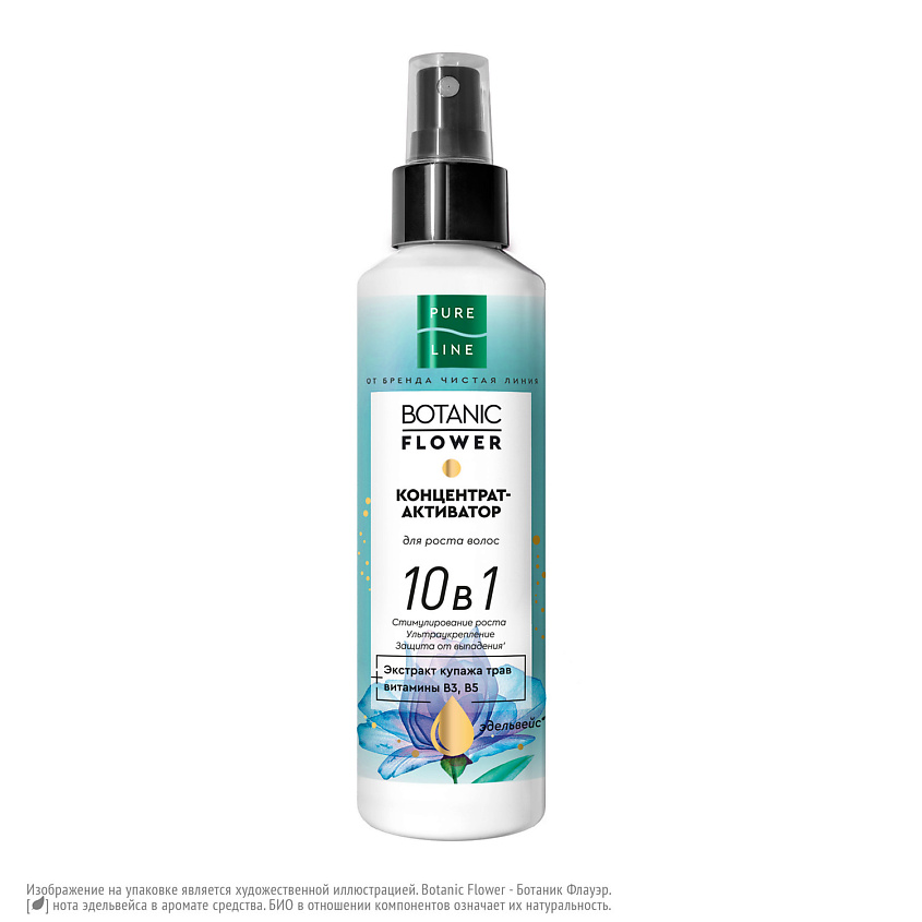 Изображение товара ЧИСТАЯ ЛИНИЯ Концентрат-активатор роста волос 10в1 BOTANIC FLOWER, 160 мл