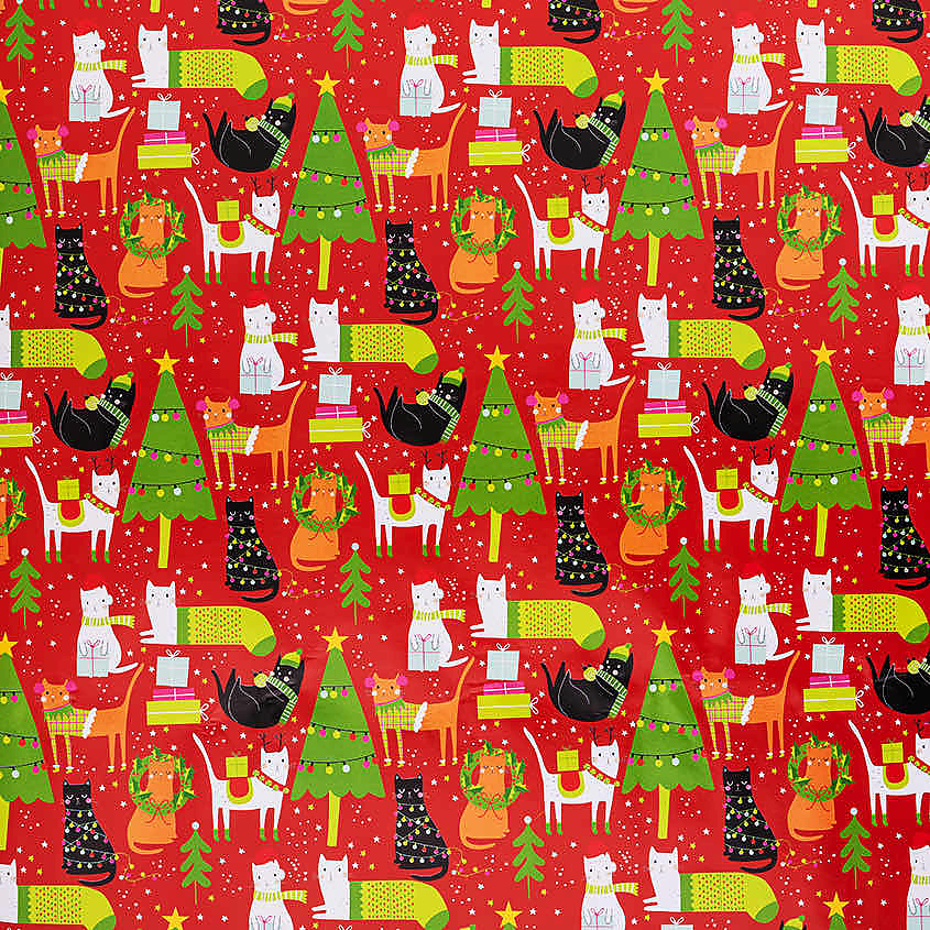 Изображение товара TWINKLE Упаковочная бумага Christmas Cat, 70х100 см