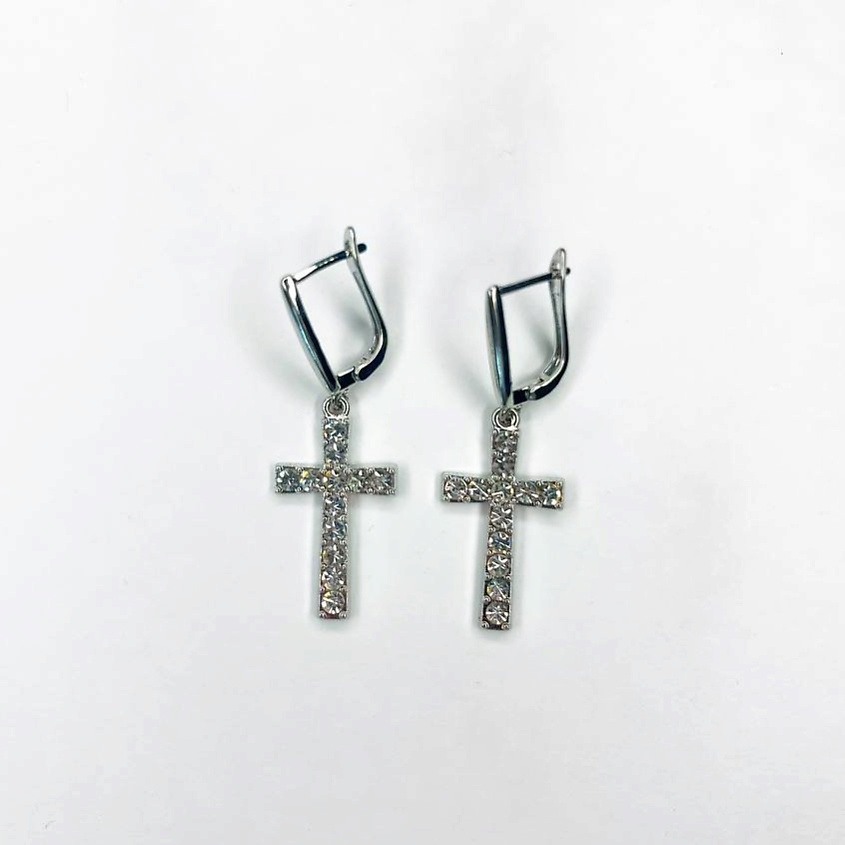 Изображение товара Серьги кресты серебристые женские бижутерный сплав модные аксессуары