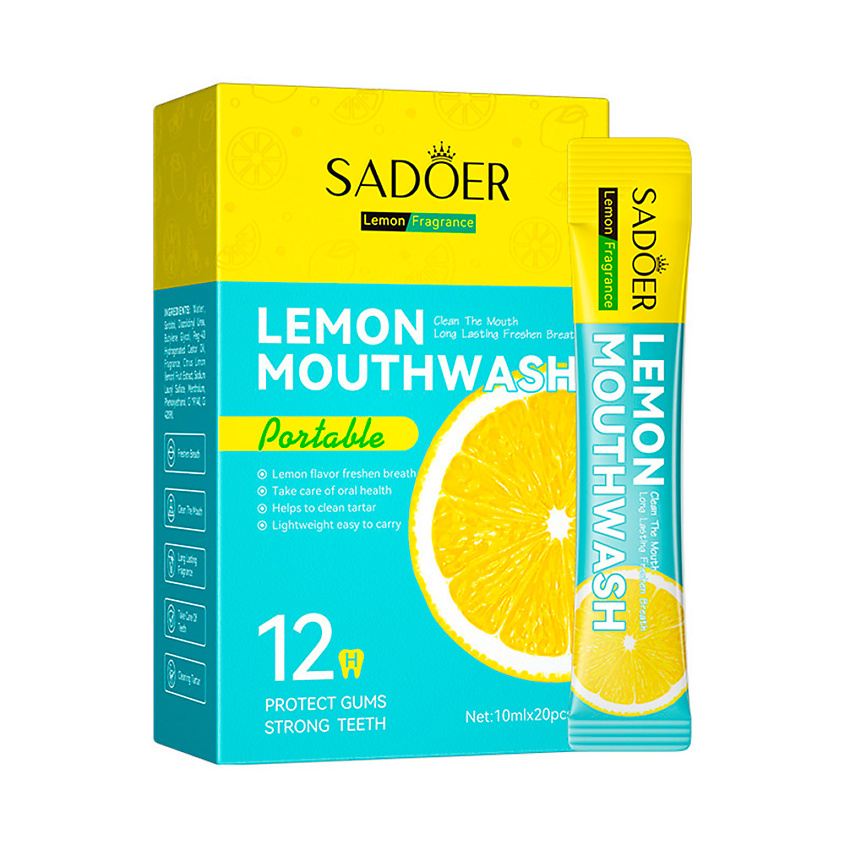 Изображение товара Ополаскиватель для полости рта SADOER лимон 1 шт. освежает дыхание здоровье зубов