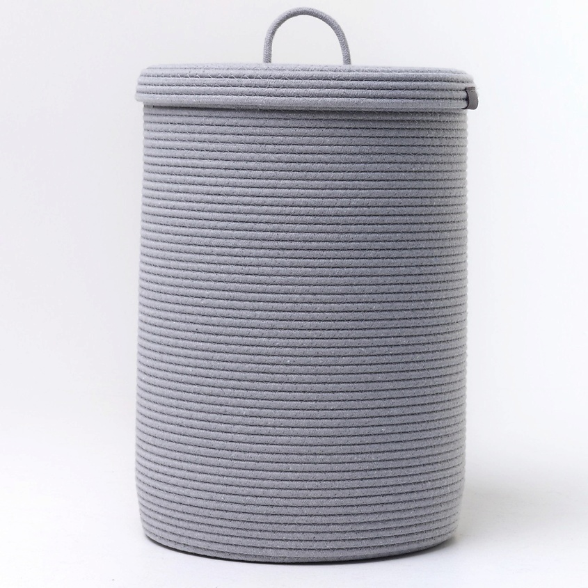Изображение товара Плетеная корзина для хранения белья ASTIHOME с крышкой 30х45 см серая натуральные материалы