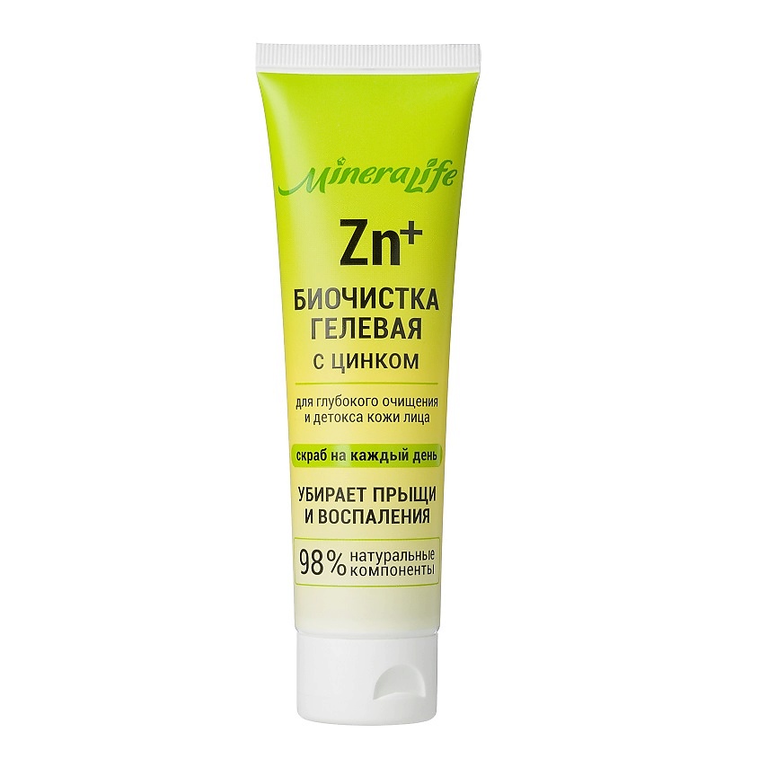 Изображение товара БИОБЬЮТИ Скраб для лица от черных точек и прыщей Биочистка гелевая с цинком MineraLife, 80 мл
