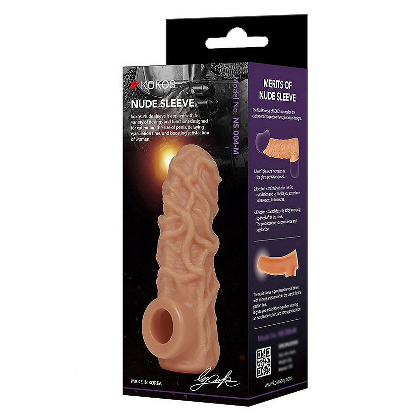 Изображение товара KOKOS Насадка с выделенными венами, с подхватом мошонки, с открытой головкой, L