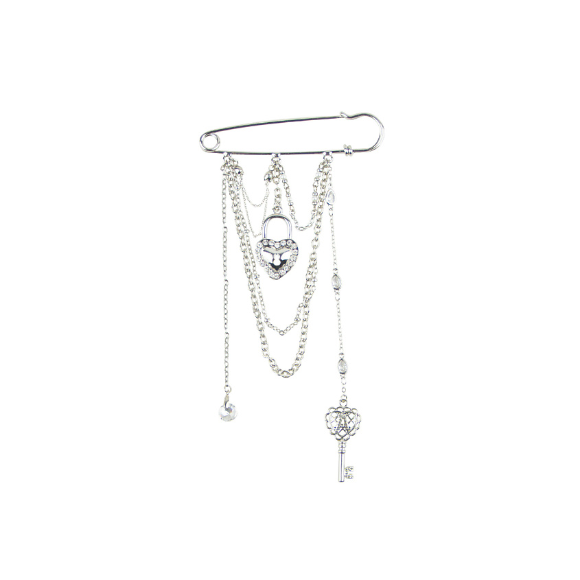 Изображение товара Брошь с цепями и кристаллами в серебристых тонах коллекции Gelido Lanzerotti