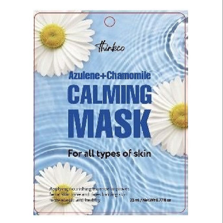 Изображение товара Тканевая маска для лица THINKCO с азуленом и ромашкой для увлажнения и восстановления кожи