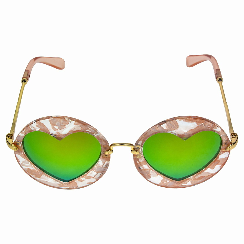 Изображение товара Женские солнцезащитные очки Сердечки Зеленый с зеркальными линзами