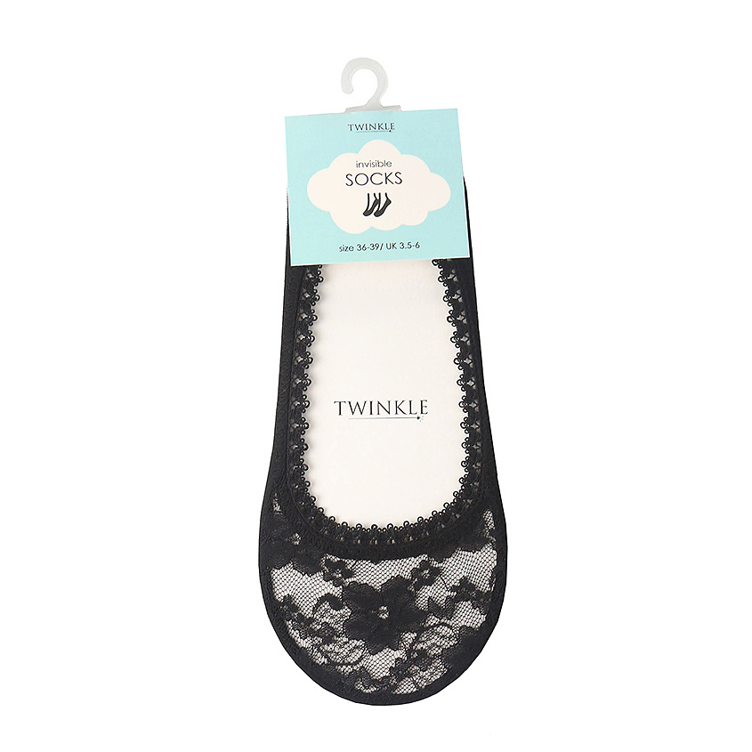 Изображение товара Кружевные следки TWINKLE для женщин черный размер 36-39 элегантный стиль