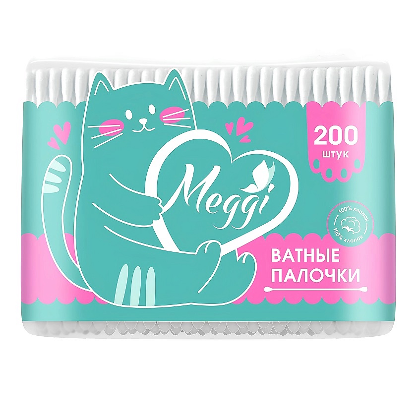 Изображение товара MEGGI Ватные палочки, 200 шт.