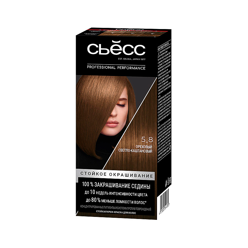 Изображение товара Крем-краска для волос СЬЁСС Color 5-8 Ореховый светло-каштановый, стойкая, 115 мл