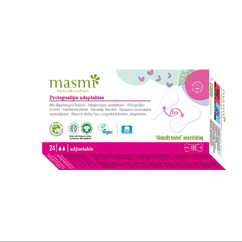 Изображение товара MASMI Ежедневные гигиенические прокладки Мультиформ из органического хлопка, 30 шт.
