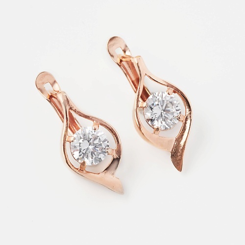 

SHINE & BEAUTY Серьги покрытые золотом с фианитом, Серьги покрытые золотом с фианитом