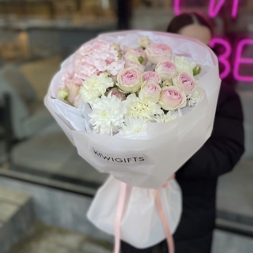

KIWIGIFTS Букет цветов живые Розы, Гортензия, Диантус, Хризантема, Букет цветов живые Розы, Гортензия, Диантус, Хризантема