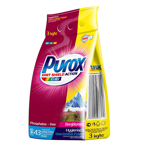 

PUROX Color Универсальный стиральный порошок 3000, Color Универсальный стиральный порошок
