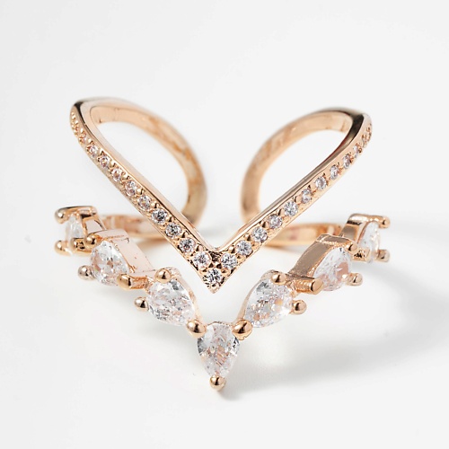 

SHINE & BEAUTY Кольцо безразмерное покрытое золотом с кристаллами Swarovski, Кольцо безразмерное покрытое золотом с кристаллами Swarovski