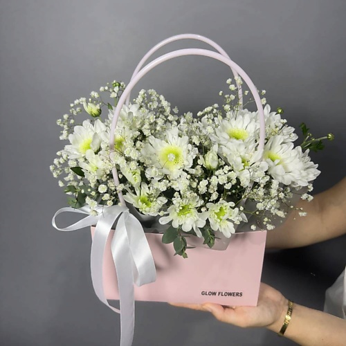 

GLOW FLOWERS Сумочка с хризантемой и гипсафилой, Сумочка с хризантемой и гипсафилой