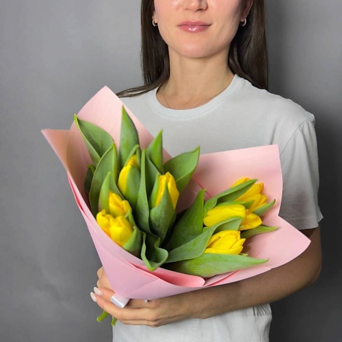 

GLOW FLOWERS Моно букет из жёлтых тюльпанов, Моно букет из жёлтых тюльпанов