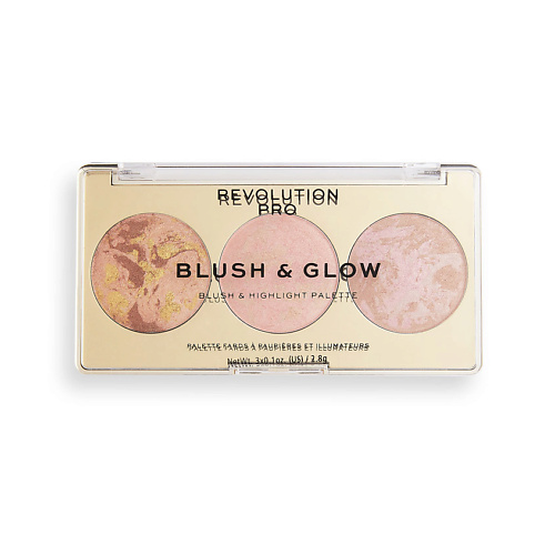 Палетки для лица  Летуаль REVOLUTION PRO Румяна, бронзер и Хайлайтер 3 В 1 BLUSH & GLOW