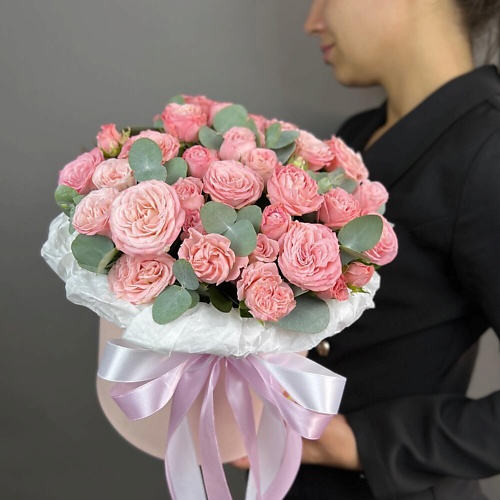 

ART FLORA Коробочка с пионовидной розой и эвкалиптом, Коробочка с пионовидной розой и эвкалиптом