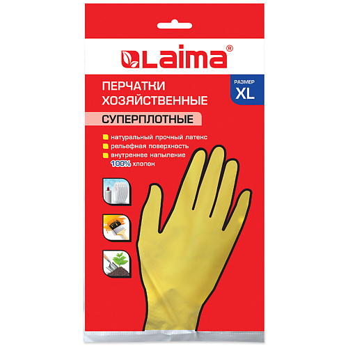 

LAIMA Перчатки хозяйственные латексные Премиум, Перчатки хозяйственные латексные Премиум