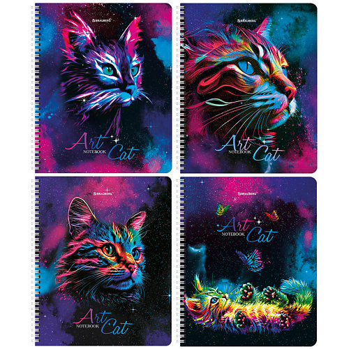 

BRAUBERG Тетради Дэк А5 Neon Cats, Тетради Дэк А5 Neon Cats