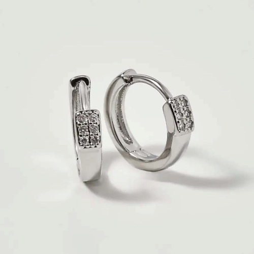 

SHINE & BEAUTY Серьги-кольца покрытые серебром с кристаллами Swarovski, Серьги-кольца покрытые серебром с кристаллами Swarovski