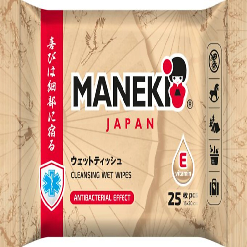 

MANEKI Салфетки влажные KAITEKI с витамином Е 25, Салфетки влажные KAITEKI с витамином Е